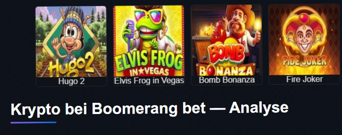 Boomerangbet Spielautomaten Auswahl
